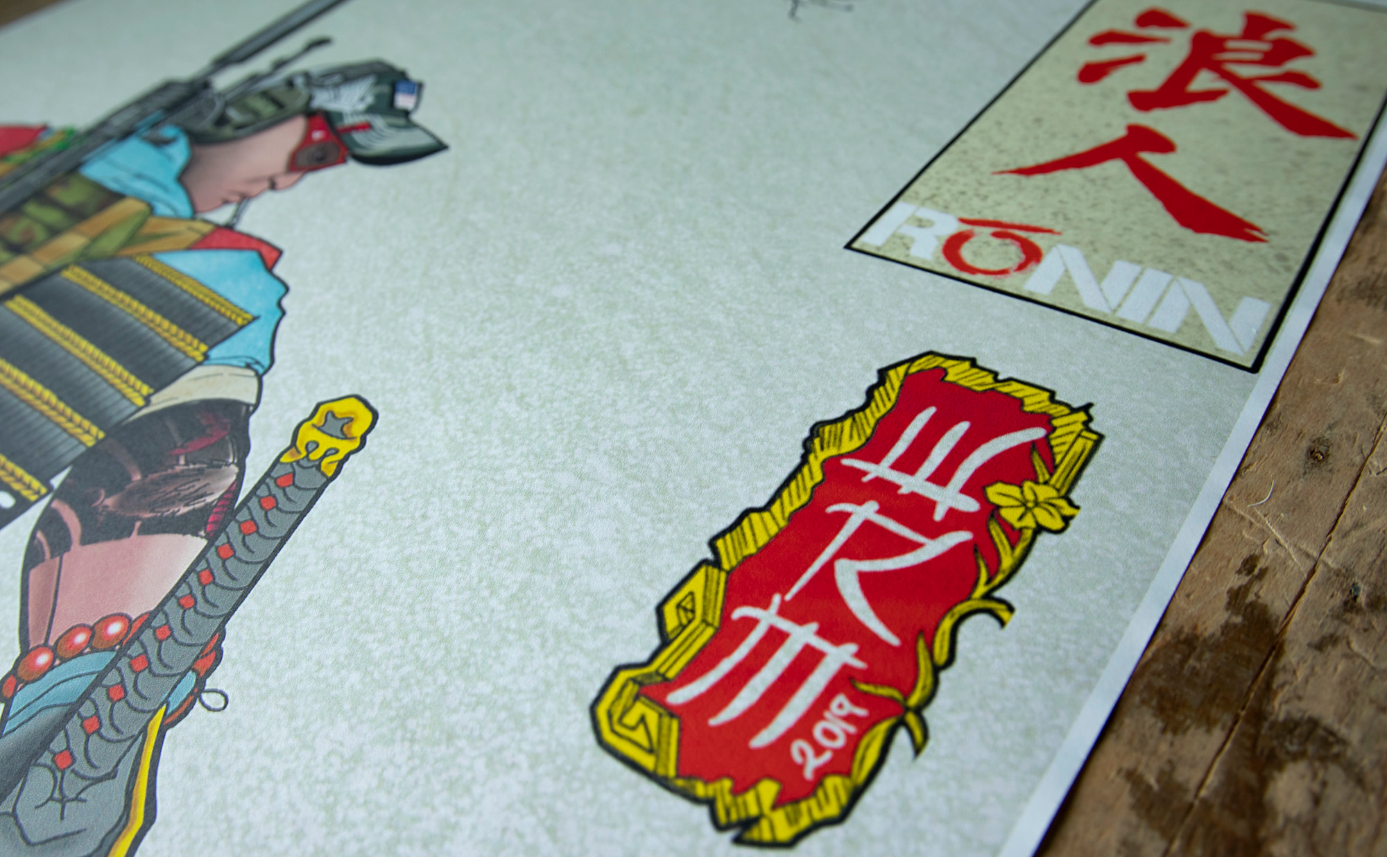 Rōnin Japanese Block Art Stickers